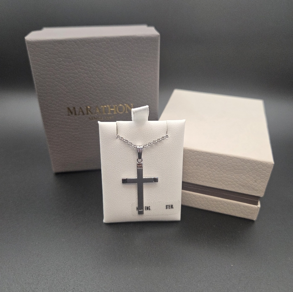 Marathon Hand Engraved Cross Necklace